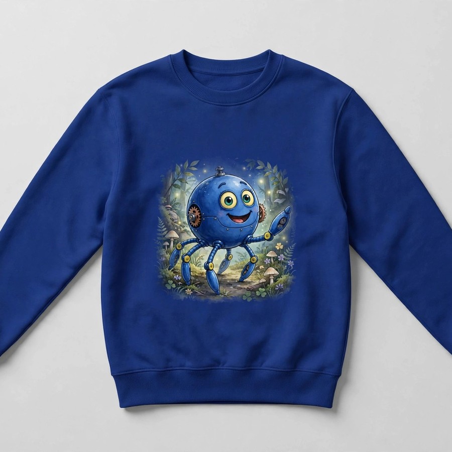 Royal blue solo Zip crewneck sweatshirt